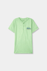 Boys Green Button Down Tee